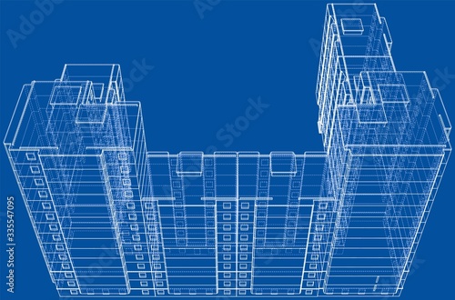 Vector wire-frame model of a multi-storey building