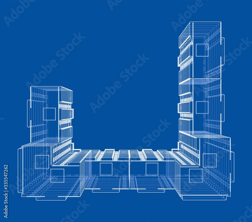 Vector wire-frame model of a multi-storey building