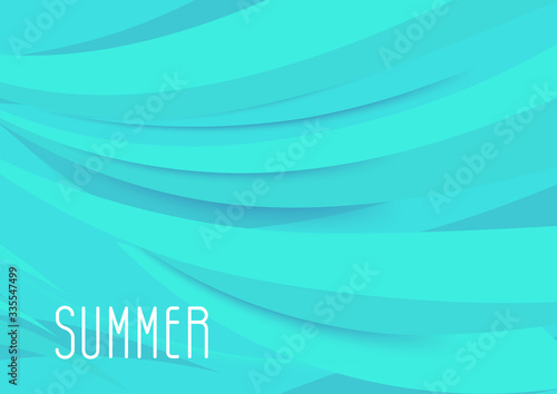 Horizontal abstract bright blue summer background with graphic elements and text.  