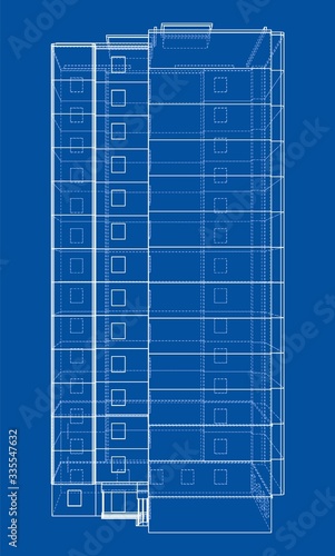 Vector wire-frame model of a multi-storey building