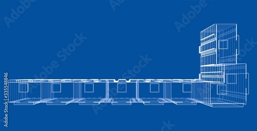 Vector wire-frame model of a multi-storey building