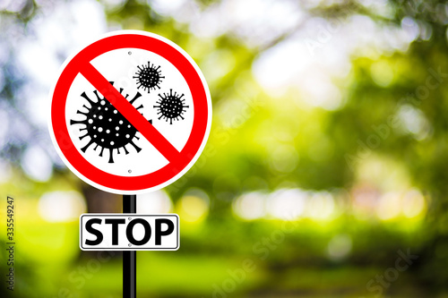 Stop warning sign coronavirus covid 19