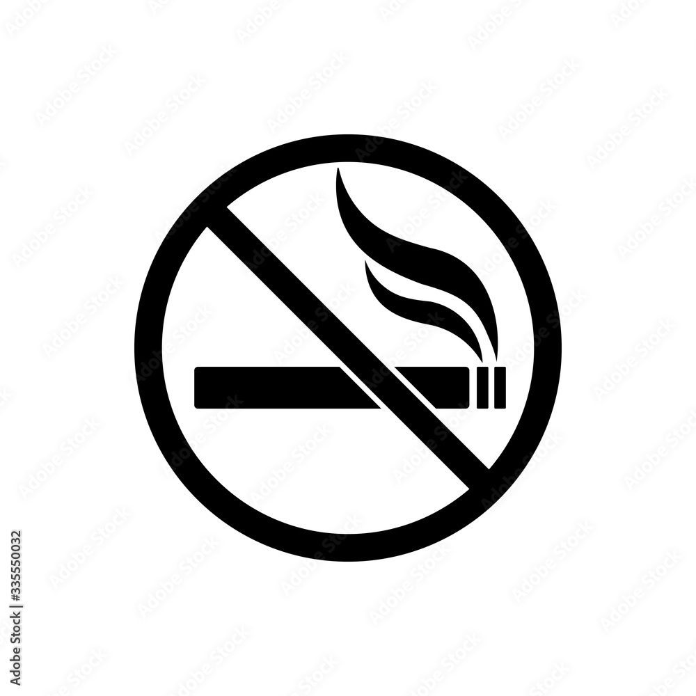 Stop smoking, no smoking icon in black. Forbidden symbol simple on isolated background. EPS 10 vector. Stop smoking, no smoking icon in black. Forbidden symbol simple on isolated background. EPS 10 vector.