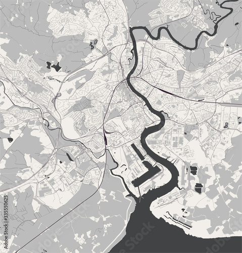 map of the city of Newport, Gwent, Wales, UK