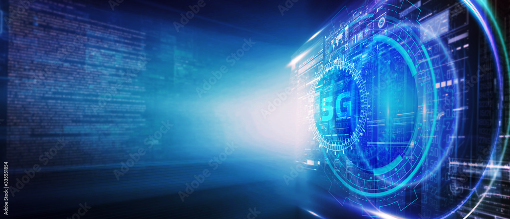 Obraz premium The concept of 5G network, high-speed mobile Internet, new generation networks. Business, modern technology, internet and networking concept.