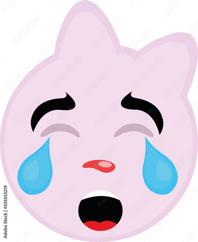 Vector illustration of the face of a cartoon cat crying Vector illustration of the face of a cartoon cat crying