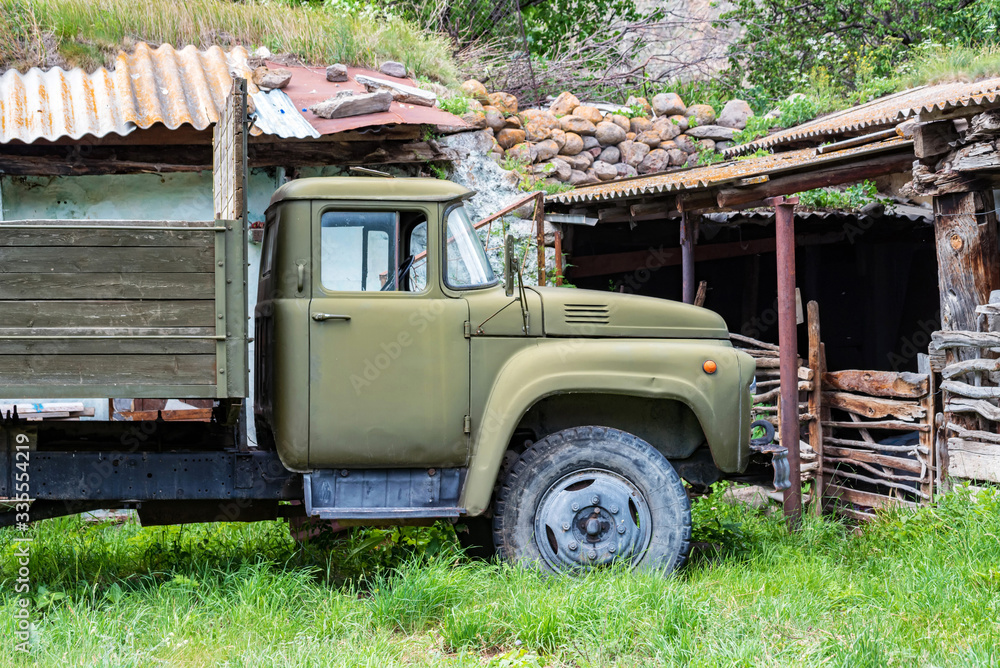 Old Soviet truck ZIL remaining in Caucasus, Russia