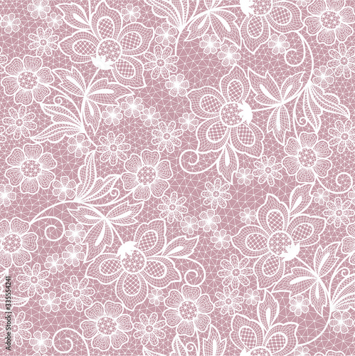 seamless pink lace flowers background