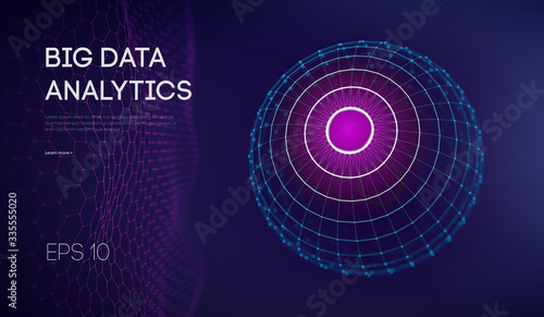 Big data visualization. Background 3d .Big data connection background. Cyber technology Ai tech wire network futuristic wireframe data visualisation. Vector illustration . Artificial intelligence .