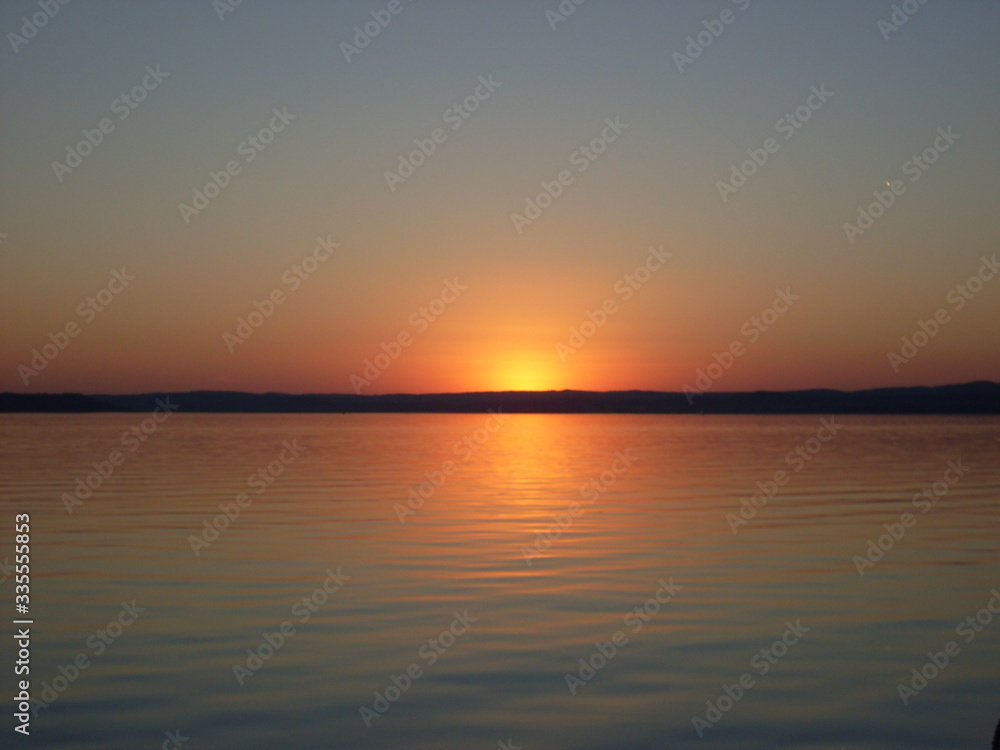 sunset, sea, water, sky, sun, nature, orange, landscape,  evening, horizon, reflection, dusk, beautiful,  seascape, summer Croatia romantic