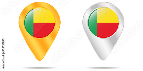 Free Download Map of pins with flag of Benin. On a white background - GFXLoad
