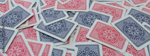 Back of playing cards. Blue and red random