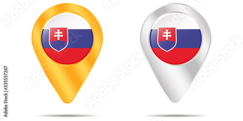 Free Download Map of pins with flag of Slovakia. On a white background - GFXLoad