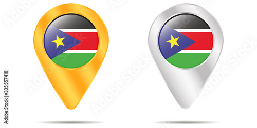 Map of pins with flag of South Sudan. On a white background Free Download Map of pins with flag of South Sudan. On a white background - GFXLoad