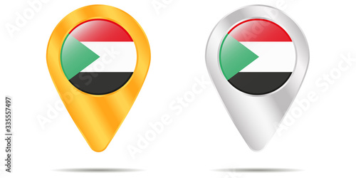 Free Download Map of pins with flag of Sudan. On a white background - GFXLoad