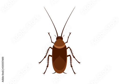 Cockroach color icon vector. Cockroach isolated on a white background. Disgusting insect clip art. Cockroach vector
