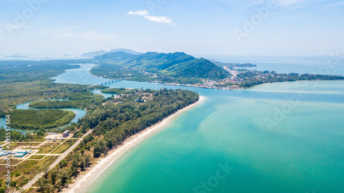 An aerial view of  Lanta noi island and Lanta isaland with the Siri Lanta Bridge, photo