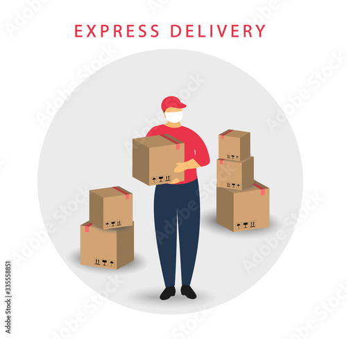 Express delivery poster. Stay at home. Quarantine. Coronavirus 2019-nCoV.