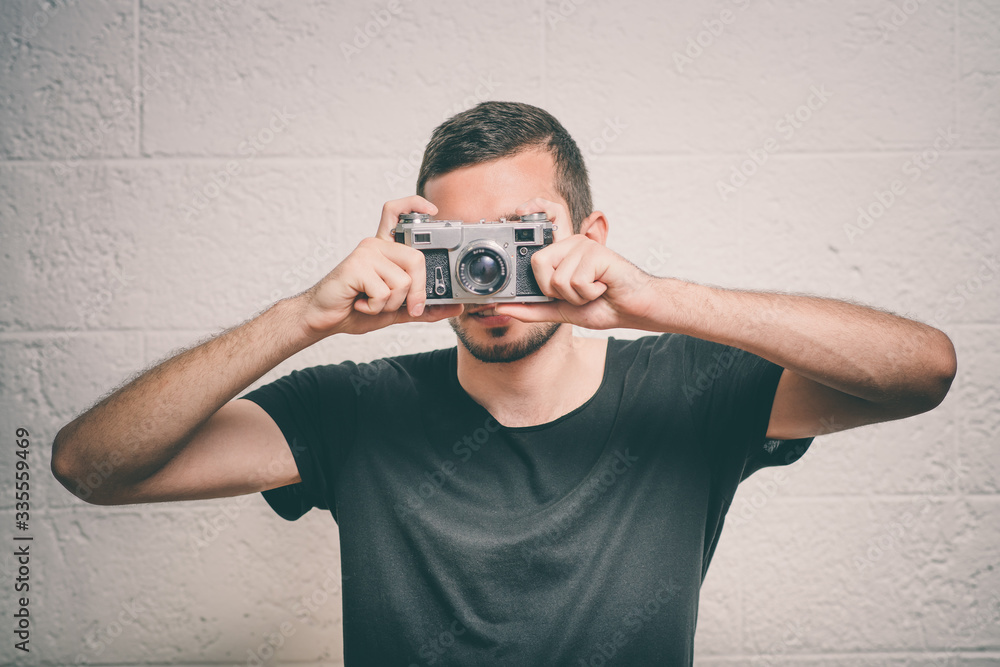 A man with a camera A man with a camera