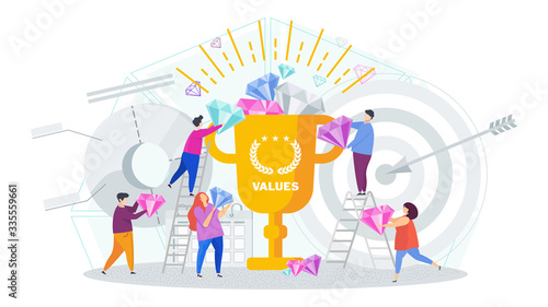 Business values concept. Company values shared by staff.