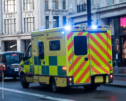 Emergency ambulance in London.