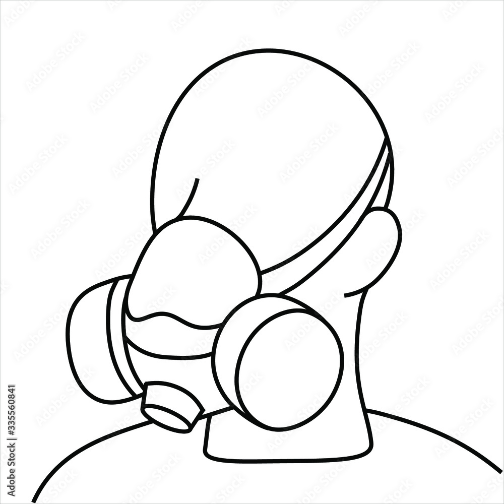 man in a respiratory mask in black on a white background vector man in a respiratory mask in black on a white background vector