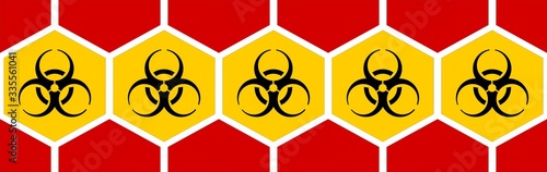 International biological hazard graphic symbol used during contamination with infectious diseases.