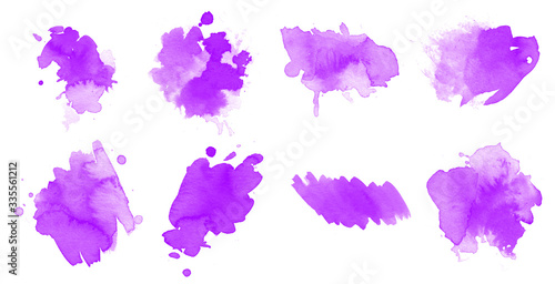 Set of watercolor splashes and blots illustration