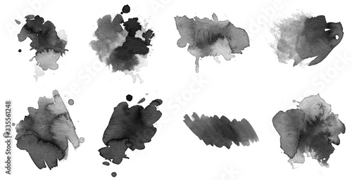 Set of watercolor brushes for painting. Black brushes illustration