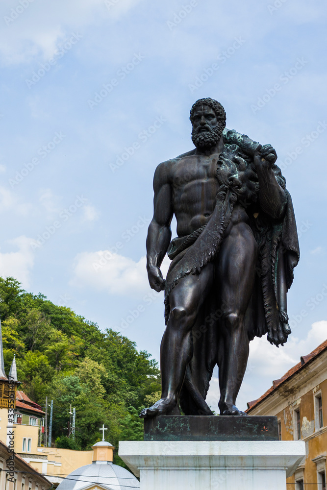 The Hercule heroe in the center of Herculane resort. Romania.