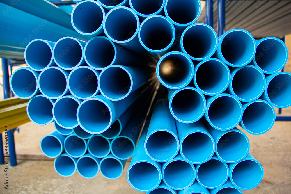 PVC pipes stacked in construction site PVC pipes stacked in construction site