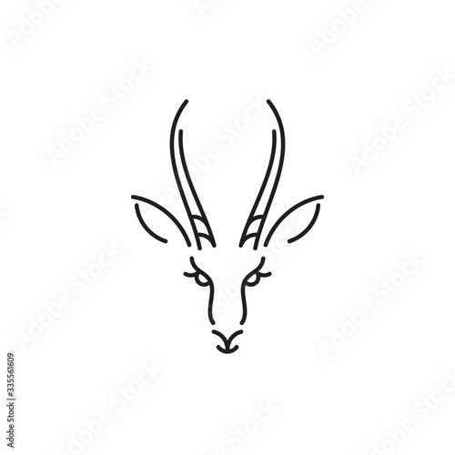 Antelope springbok. Outline style. Isolated animal on white background