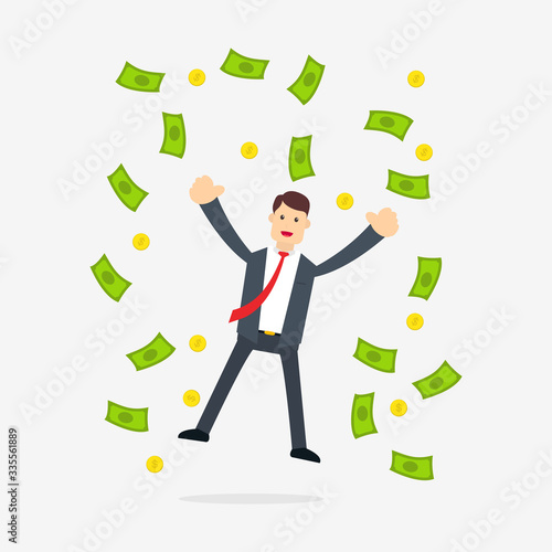 A Businessman who is very happy because he gets a lot of profit