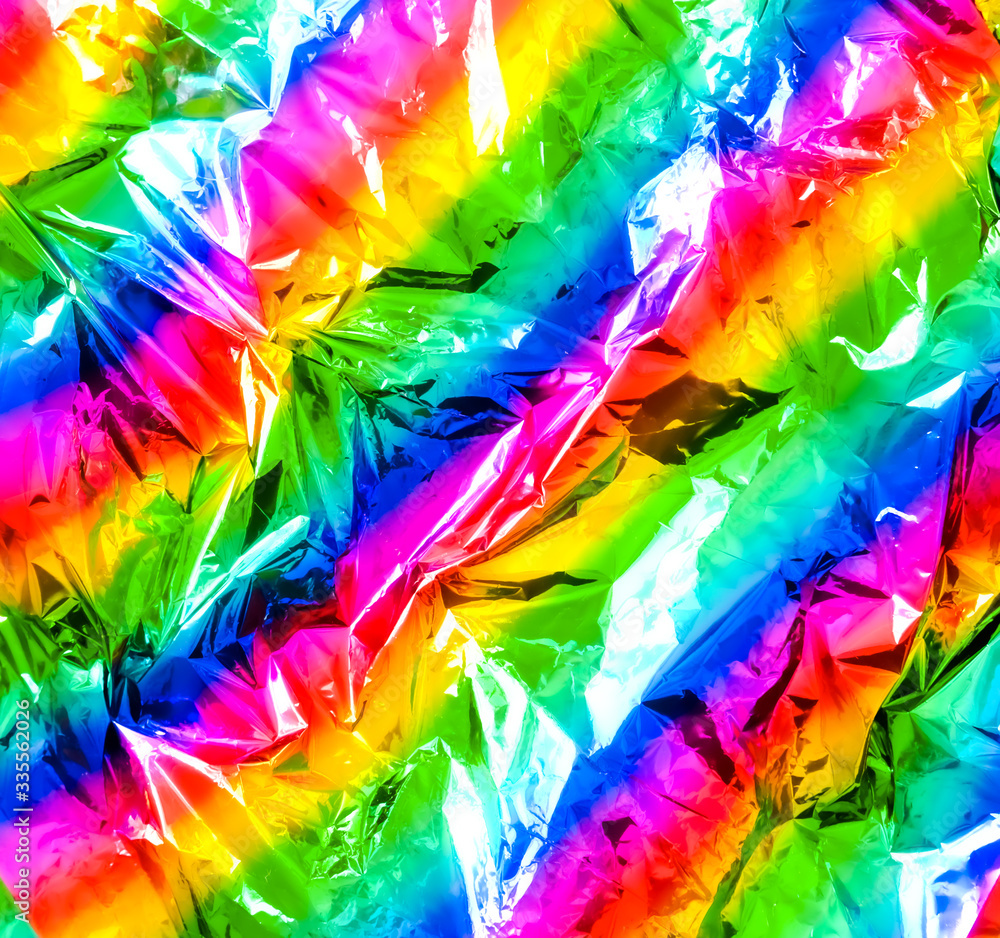 Rainbow metallic foil.