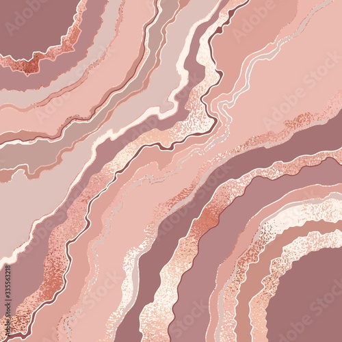 Mineral. Vector illustration. Rose Gold Marble