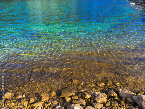 Crystal clear water of some hidden Rila lakes, Rila mountain, Bulgaria.