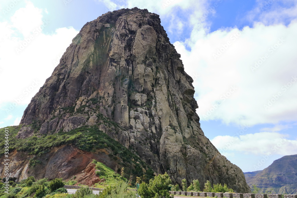 Area around the Picturesque rock Roque de Agando on the island of La Gomera, Canary Islands, Spain