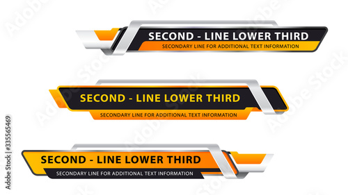 Vector lower third, video headline title or television news bar design template isolated on white background