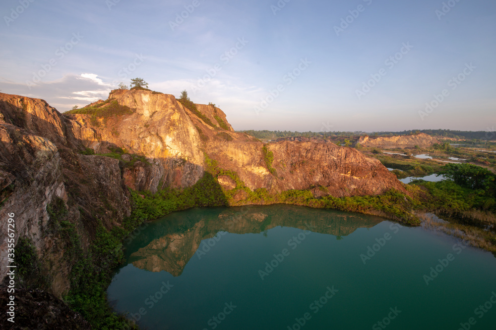 A beautiful cliff near abandoned mining site Guar Petai in early morning.