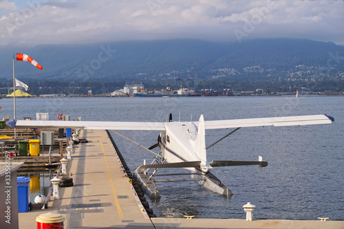 Seaplane prepared for take-off. Coal Harbour, Vancouver. Canada.