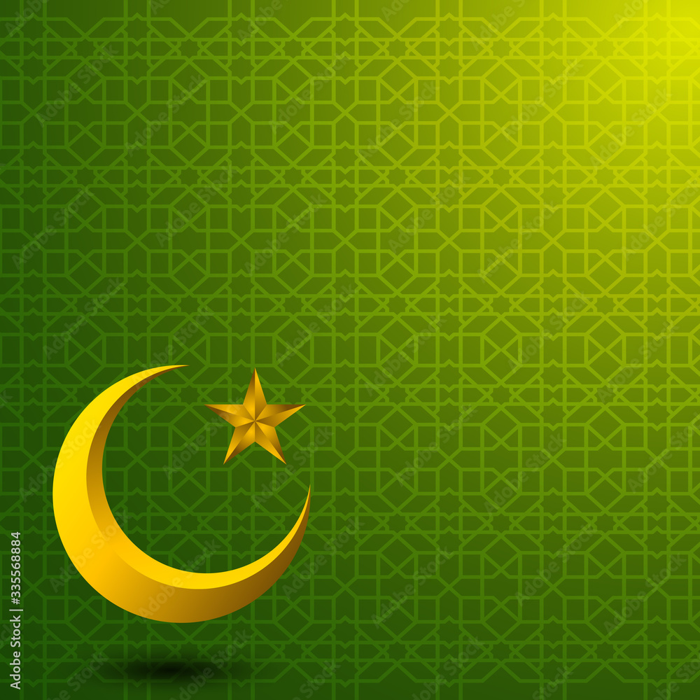 Green Islamic Background For Ramadan Kareem - Eid Mubarak With Copy Space  Text Vector Illustration Stock Vector | Adobe Stock