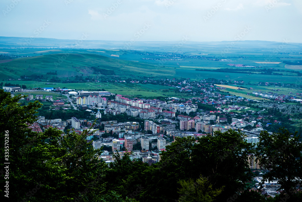 Landscape of the Piatra Neamt town viewed from Pietricica mountain.