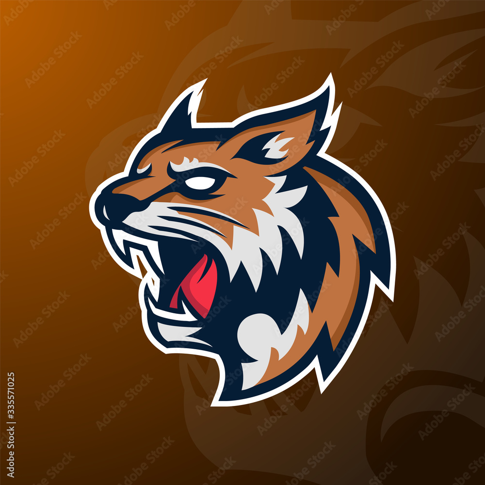 Obraz premium Angry Wildcat mascot sport logo, badge and emblem.