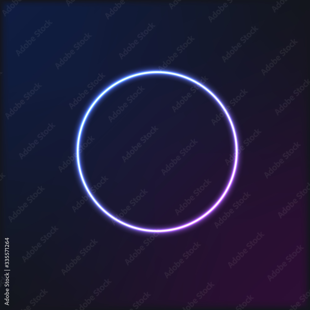 Neon green circle glowing on a dark background.For banner and advertising. Vector