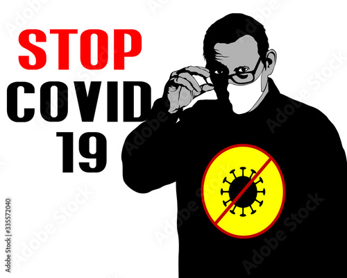 Man in medical medical masks. Isolated silhouettes of people on white background