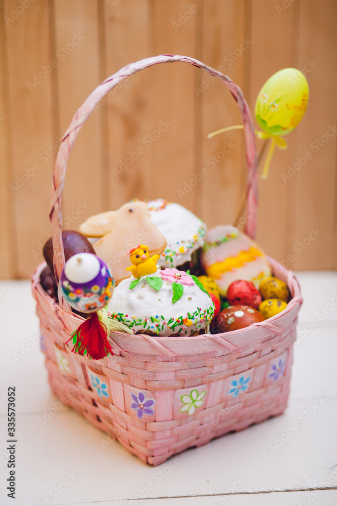 Easter eggs and cake Easter eggs and cake
