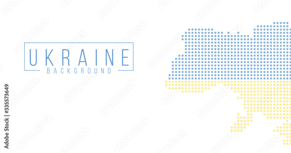 Ukraine country map backgraund made from abstract halftone dot pattern, Flag concept. Vector illustration isolated on white background