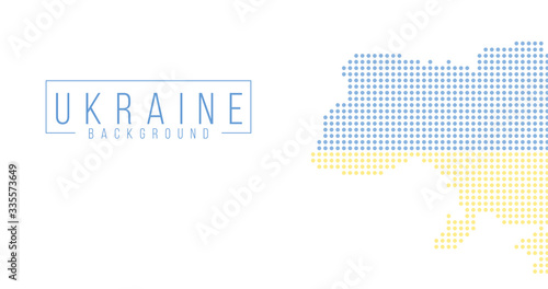 Ukraine country map backgraund made from abstract halftone dot pattern, Flag concept. Vector illustration isolated on white background