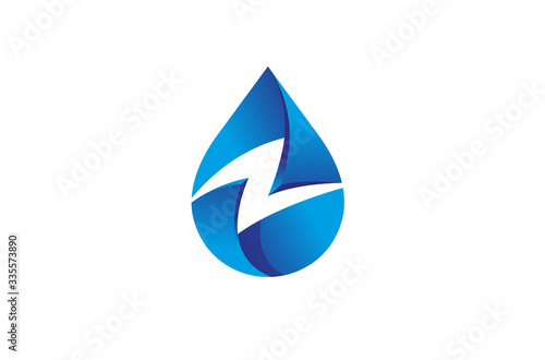 Creative Blue Drop Thunder Logo Symbol Design Vector Illustration