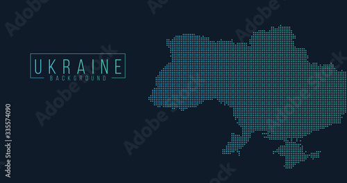 Ukraine country map backgraund made from abstract halftone dot pattern. Vector illustration isolated on background